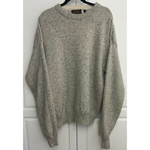 Vtg Eddie Bauer Men's Wool Blend Crewneck Sweater in Heathered Oatmeal Size XLT